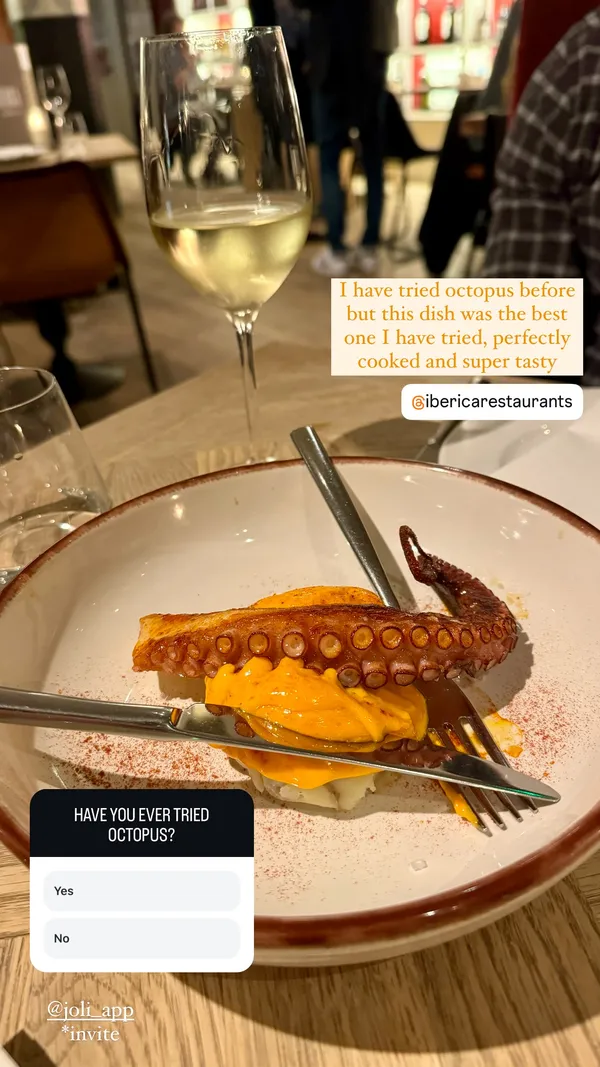 I have tried octopus before but this dish was the best one I have tried, perfectly cooked and super tasty @joli_app 
*invite
