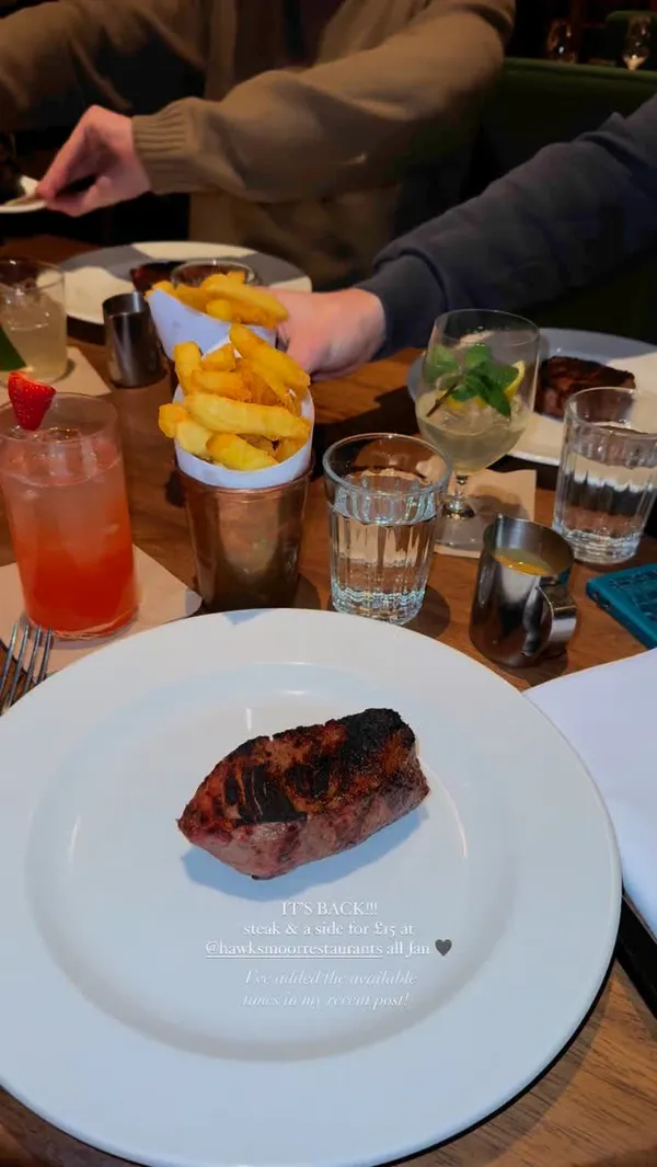IT’S BACK!!! 
steak & a side for £15 at @hawksmoorrestaurants all Jan 🤍 (I’ve added the available times in my recent post!)