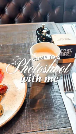 Model showcasing Bar + Block's autumn/winter menu during a photoshoot, sharing food photography tips.