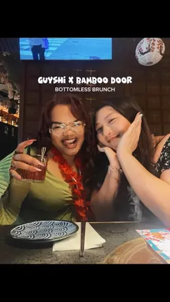 Exciting giveaway announcement for a bottomless brunch party at Guyshi Sheffield, featuring cocktails and live DJ entertainment.