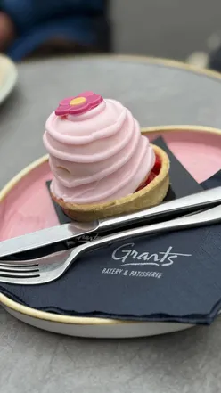 Delicious Strawberry Melba dessert at Grants Bakery in Corbridge, perfect for coffee and cake lovers.