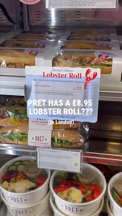 New lobster roll from Pret for £8.95, showcased with a taste test in vibrant London.