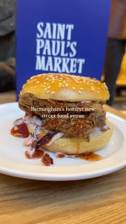 Visitors enjoying delicious food at Saint Paul’s Market, a vibrant new street food venue in Birmingham.