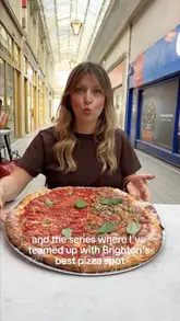 Pizza competition announcement with colorful visuals, featuring the Boujee Foodie special at Pommy's Pizza in Brighton.