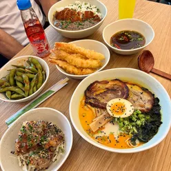 Delicious ramen and small plates at FUJI HIRO in Leeds, featuring karrage, prawn tempura, and chicken katsu curry.