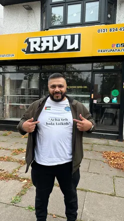 Announcement for Rayu Pan Asian's breakfast opening in Hall Green, with charity donations on opening day.