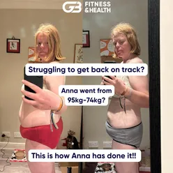 Client celebrating her health transformation with confidence, showing off weight loss and progress in a supportive atmosphere.