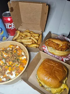 Delicious chicken loaded fries, chicken pocket, and burgers at Flip’n in Balsall Heath, showcasing unique flavors and fun concepts.