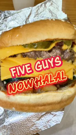 Enjoying halal burgers and tasty chips at Five Guys in Xsite Glasgow for the first time.