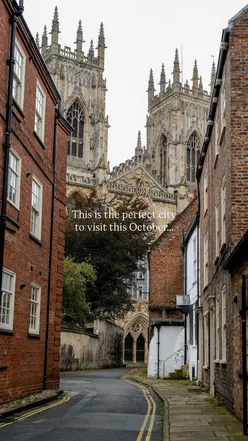 York's charming streets adorned with pumpkins, showcasing the city's autumn vibes and rich history in October.