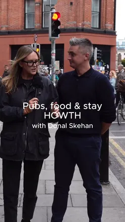 Donal Skehan celebrating his new book release in Howth, highlighting local restaurants and pubs.