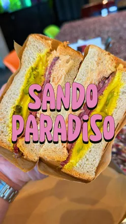 Delicious Reuben sandwich with mustard and pickles at Sando Paradiso, Dublin, a must-visit for sandwich lovers!