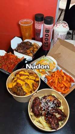 Enjoying Asian fusion dishes at Nudon in Manchester, featuring crispy Mongolian Beef and Gazebo Chicken.