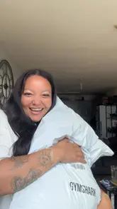 Excited fitness enthusiast showcases Gymshark gifting, seeking feedback on try-on haul for inclusive sizing.