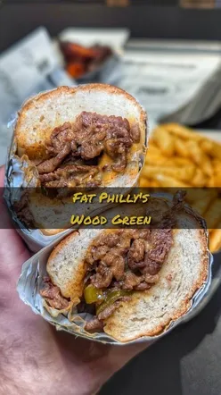 Philly Cheesesteak combo meal with Buffalo Wings at Fat Phill’s, a Dutch fast food diner in Wood Green, London.