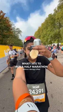 Half marathon meal prep: dim sum, char siu buns, oats, and post-race bagels for optimal fuel and recovery.