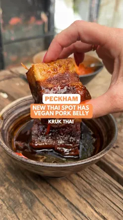 Vegan dishes at Kruk in Peckham, including plant-based pork belly and flavorful salads, perfect for everyone.