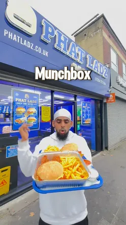 Phat Ladz in Bolton proudly showcases their HMC Certified burgers and munchboxes, perfect for foodies.