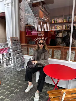 Stylish friends enjoying a perfect London day at Hush, showcasing casual fashion and friendship.