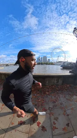 Participants running through London, enjoying a scenic 13k route from Spitalfields to Battersea Power Station with On.