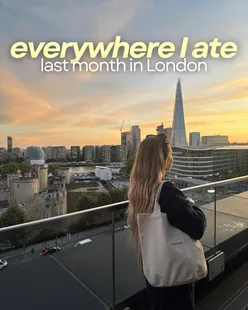 Delicious dishes enjoyed in London: prawn toast, scotch eggs, black bean tacos, and a unique roast dinner.