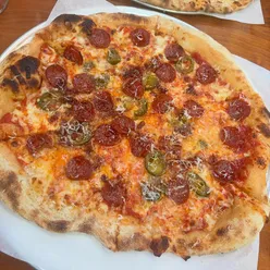 Delicious pepperoni pizza and fries at Slice Culture, featuring Track Brewing Co. in Manchester. #SliceCulture #ManchesterFood