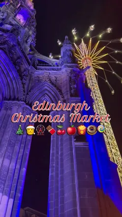 Festive food at the Edinburgh Christmas Market, featuring dishes like Biscoff crumble, spaetzle, and Dutch waffles.