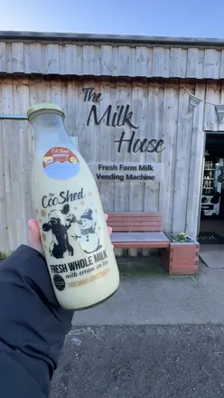 Creating a banoffee milkshake at 24hr vending machines at The Cooshed, Glasgow, using fresh milk from Friesian cows.