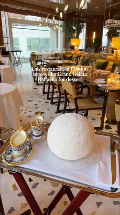 8kg Grand Gelato Raffaello dessert at ALBA London, an Italian restaurant in Knightsbridge, showcasing Italian cuisine.