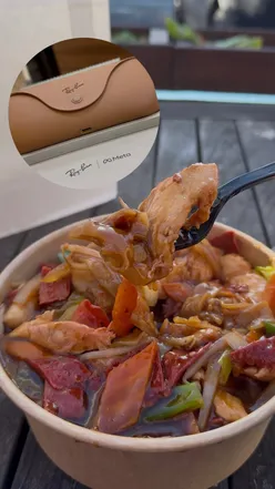 Person wearing Meta Ray-Ban glasses enjoying a Protein Box of noodles at Noodle To Wok in Liverpool.