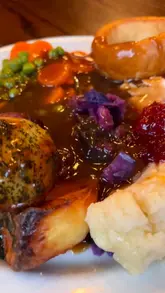 'Delicious £6 carvery meal at The Newbridge in Wolverhampton, featured on the Stonehouse Pizza app.'