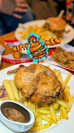 Hefty Hen at The Old Grindstone in Sheffield serving delicious comfort food, including chicken tenders and burgers.