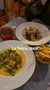 Vegan Italian dishes and seasonal menu highlights at La Terra in Bath, featuring unique flavors and delightful presentations.
