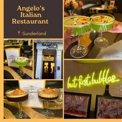 Signature cocktail with profiterole at Angelo Italian Restaurant during Sunderland Cocktail Week, showcasing warm hospitality.