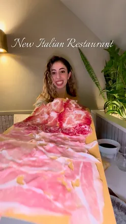 Delicious Italian dishes at Via Emilia, Notting Hill: sparkling red wine, gnocco fritto, ravioli, and tiramisu. 🇮🇹🍝