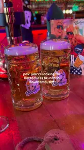 A fast-paced montage showcasing a bottomless brunch experience at a Bier Haus, featuring unlimited pizza, drinks, and a lively atmosphere.