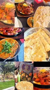 A promotional video for The Fradley Arms, featuring a montage of Indian bar and grill dishes including mixed grills, curries, and sides, interspersed with shots of the venue's exterior and interior neon signage.