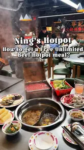 A promotional video for Ning's Hotpot, highlighting the all-you-can-eat menu, the sauce station, and the birthday promotion. The video takes the viewer through the buffet selection, the broth preparation, and the cooking process.