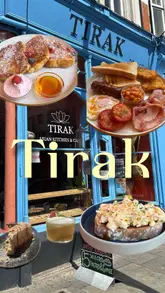 A short review video showcasing a pan-Asian brunch menu at Tirak in Clapham Common, featuring dishes like an English-ish breakfast, Chinese scrambled eggs, Gulab Jamun French toast, and various desserts.
