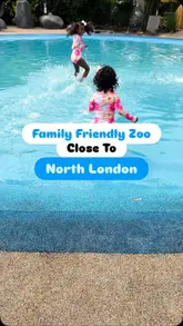 A short montage showcasing family-friendly activities at Hertfordshire Zoo, including a splash zone, animatronic dinosaurs, soft play, adventure golf, and a train ride.