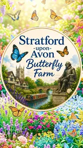 A family-focused vlog showcasing a visit to the Stratford Butterfly Farm, highlighting the butterfly enclosures, rainforest exhibits with various animals, and the gift shop.
