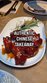 A short review-style video showcasing a Chinese restaurant called S'more in London. The video features close-up shots of various dishes including ribs, sweet and sour chicken, fried rice, and beef fillet, interspersed with shots of the restaurant's floral interior.