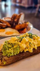 A short montage showcasing breakfast dishes and the interior of a cafe called Folk in Bury St Edmunds.