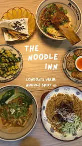 A video showcasing a visit to Noodle Inn, highlighting their hand-pulled noodles, prawn toast, and other dishes, with a focus on the dining experience.