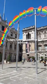 A fast-paced montage video showcasing various London venues and cultural spots that signal the arrival of summer, including art exhibitions, architectural installations, and popular terraces.