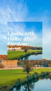 A montage showcasing a family day out at Chatsworth House and Gardens, highlighting the historic house interiors, expansive gardens, farmyard animals, and the extensive adventure playground facilities.