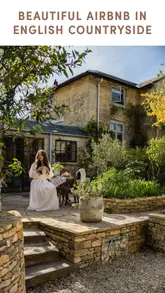 A visually appealing, slow-paced tour of a stone cottage in the Cotswolds, highlighting the interior design, cozy living spaces, and a private garden terrace.