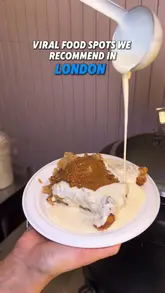 A fast-paced listicle video recommending four viral food spots in London: Little Pudding, Belt Noodles, Meaa, and Chicken Run. The video features the creators visiting each venue, showing the food being prepared and enjoyed, with voiceover commentary and text overlays identifying each location.