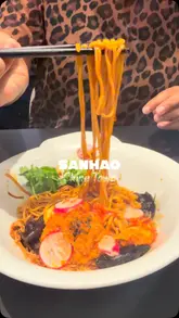 A review-style reel showcasing various dishes at Sanhao in Chinatown, London, including noodles, dumplings, and crab, along with the restaurant's interior and menu.