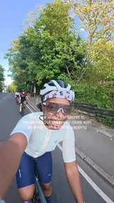 A selfie taken by a cyclist during a group ride, promoting an upcoming women's gravel cycling event that starts at a GAIL's bakery. The image captures the social and active nature of the event, using a personal, authentic style to encourage participation.